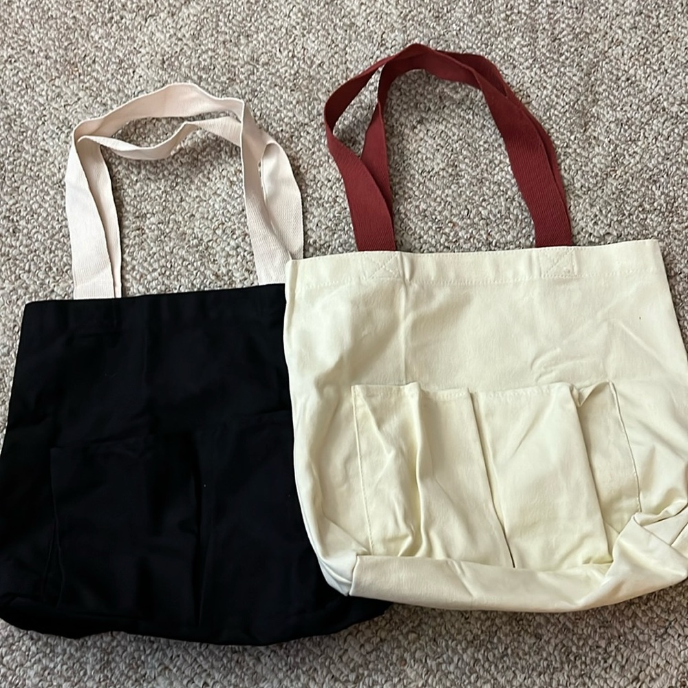 *2 piece cute canvas tote bags